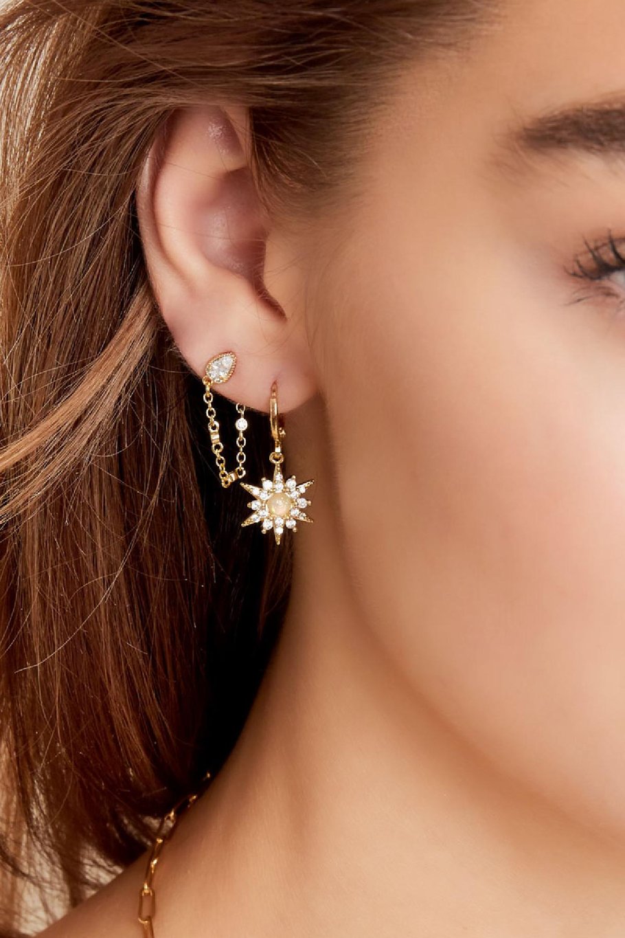 Ohrringe mit Kette - Kollektion Sparkle Goldfarbe Kupfer Bild3